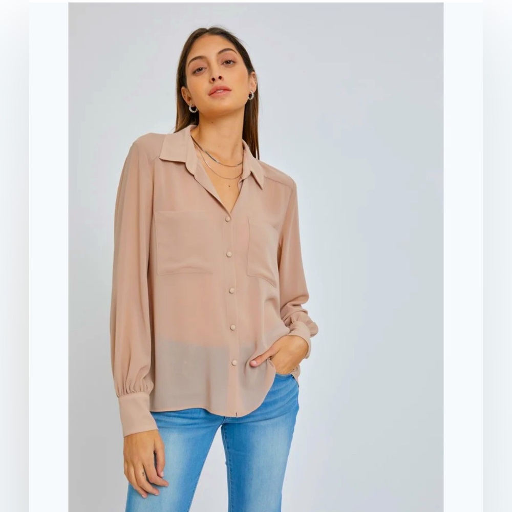 Haute Hippie Beige Button-Up Blouse